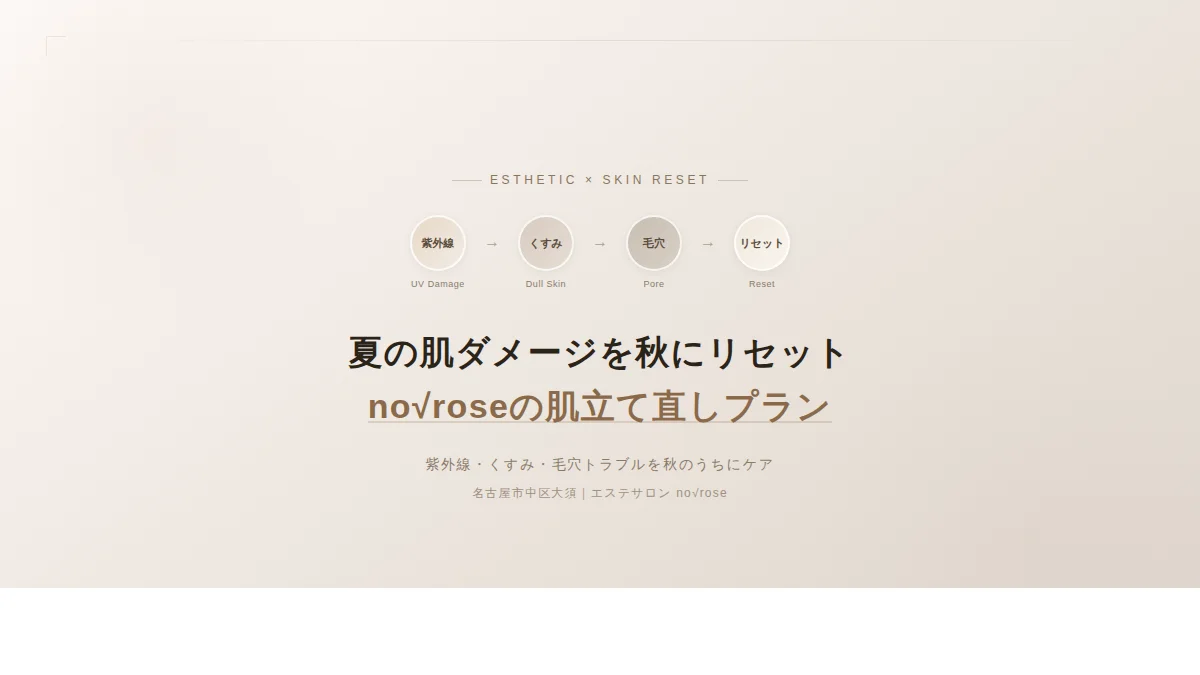 夏の肌ダメージを秋にリセット 肌の立て直しプラン 名古屋市中区大須 no√rose